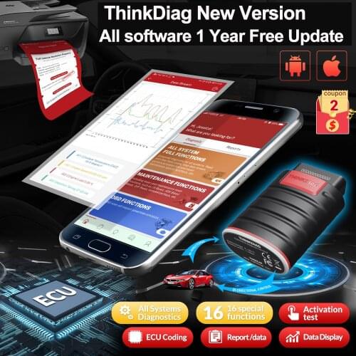 Thinkdiag full software BT OBD2 Scanner 1 year Free Update TPMS Code Reader Full System Diagnostic Tool PK MK808 Easydiag