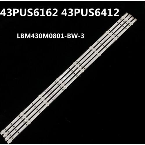 LED backlight strip 8 lamp for PHILIPS 43"TV 43PUS6162 43PUS6412 LBM430M0801-BW-3 TPT430U3-EQYSHM.G TPT430H3-QVN01.U LB43104