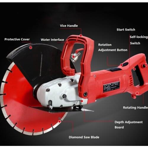 High Power Cutting Machine Multifunction Angle Grinder Concrete Wall Grooving Device Slotting Electric Tool Diamond Saw Blade