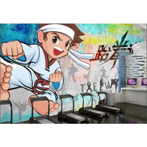 WDBH custom photo 3d wallpaper Cartoon taekwondo school background living room home decor 3d wall murals wallpaper for wall 3 d