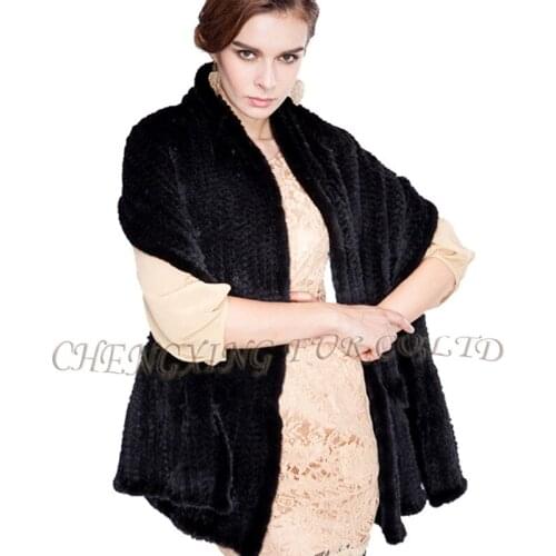 CX-B-M-93 Top Natural Knit Mink Fur Shawl Black, Mink Fur Shawl Chinese Mink Fur Cape