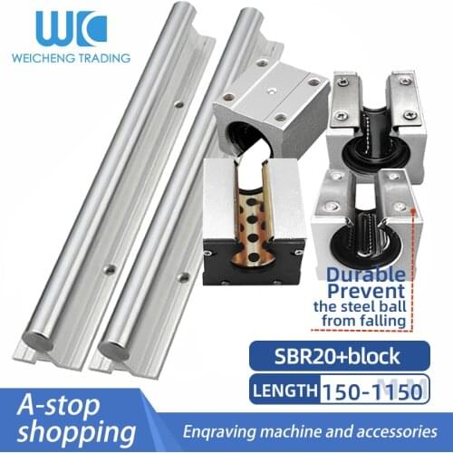 1/2 pc SBR20 aluminum bracket optical axis sliding linear motion bearing linear guide150-1150MM rail steel holding plate series