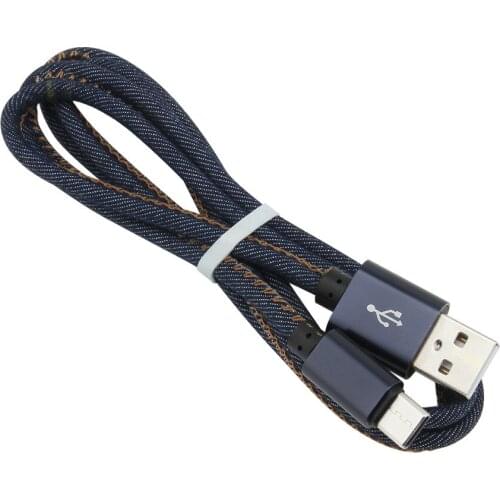 1M Denim Fast Charging Micro USB Type C Cable for iPhone Samsung Xiaomi Redmi Huawei Usb Mobile Phone Charge Cables