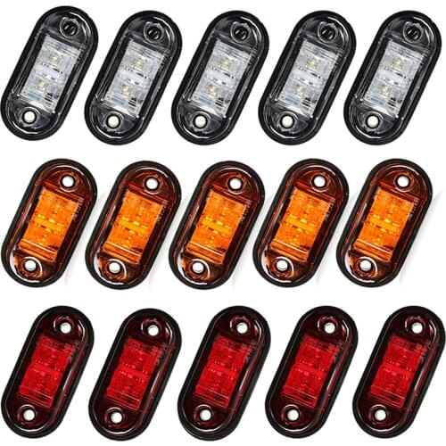 10PCS 10-30V Warning Light 2 Super Flux LED Diode Light Trailer Truck Orange White Red LED Side Marker Lamp