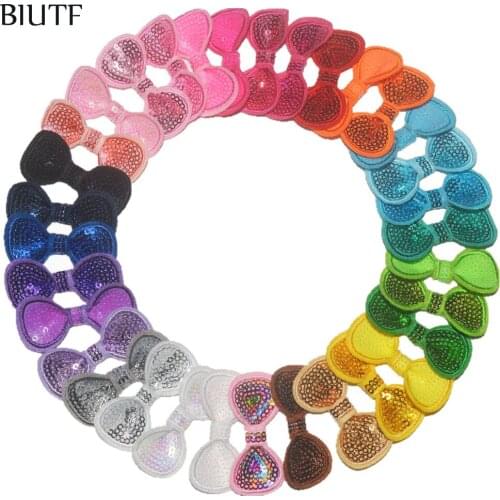 Wholesale 1000pcs/lot Emboridery Glitter Sequin Bow Knot Headwear Tie Accessories 33 Color for Choose HDJ119