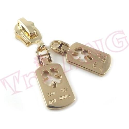 20pcs/lot, Lovely 5# Zinc Alloy Zipper Sliders w/ Hollowed-out Lucky Four-leaf Clover Pulls YOU ARE MY LOVE LETTER ZIPPER PULL