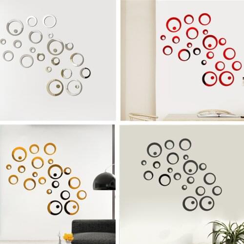 24pcs 3D Mirror Wall Sticker Round Mirror DIY TV Background Room Stickers Wall Decor bedroom Bathroom Home Decoration mirror