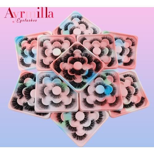 5Pairs Natural Long False Eyelashes Thick Fake Lashes Makeup 3D Mink Extension Eyelash Volume Mink Reusable Handmade