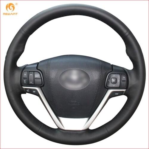 MEWANT Black Artificial Leather Car Steering Wheel Cover for Toyota Highlander 2015 2016 2017 Sienna 2015 2016 2017 Accessories