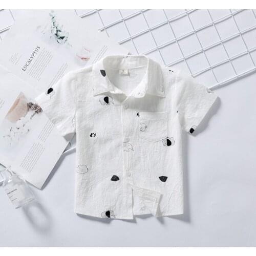 Kids fashion Shirts Elephant printed Children Clothing New Summer children Short Sleeve Cotton Tops