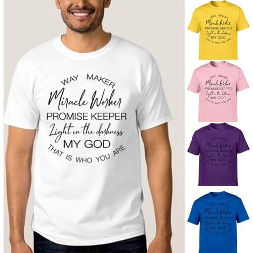 Way Maker Promise Keeper Light In The Darkness My God Christian Print Mens Summer Short Sleeve T Shirt Male Tops Casual Tees