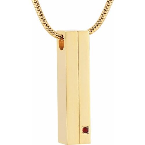 IJD9581 Stainless Steel Cremation Rectangle Crystal for Ashes Urn Necklace for Memorial Keepsake Pendant Jewelry