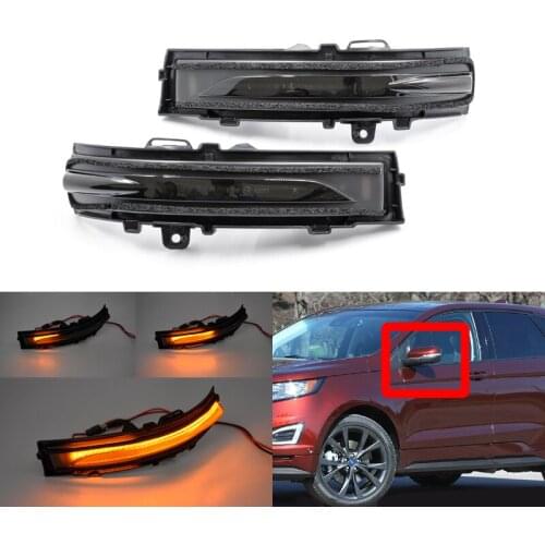 2x Fits For Ford Edge US Version 2015-2020 Smoked Amber Led Dynamic Side Mirror Blinker Lights OEM: FT4Z-13B374-A