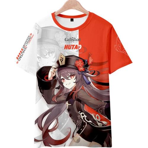 Yuanshen Project Peripheral Summer T-shirt Animation Genshin Impact Hutao Short-sleeve Haori Taoist Robe Cosplay Costumes Cloths