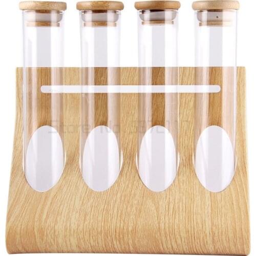 Creative Coffee Beans Tea Display Rack Stand Cereals Canister Glass Test Tube Sealed Storage Rack Clear Glass Bottle Rack
