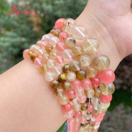 6/8/10/12mm Round Watermelon Glass Crystal Multicolor Stone Beads Loose For DIY Necklace Jewelry Making Strand 15" Free Shipping