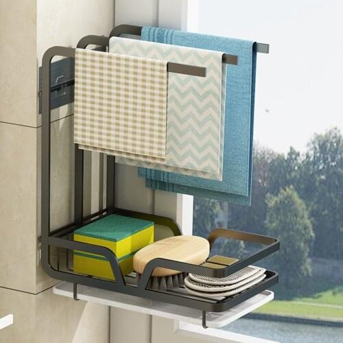 Kitchen Spong Rack Towel Drying Rack Holder Sink Shelf Organizer With Tray Kitchen Accessories Storage Organizer
