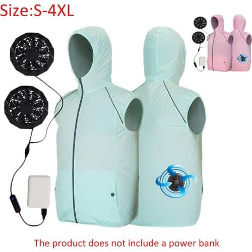 Summer Nine-Leaf Fan Cooling Air Conditioning Clothing Refrigeration Fishing Clothing Vest Outdoor Sun Protection Reflective