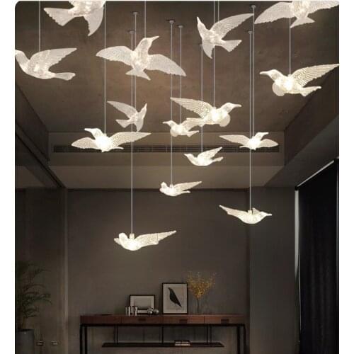 Staircase chandelier Hotel Lobby Chandelier Villa Sales Department Lobby Duplex Building Creative Bird Chandelier Custom Lightin
