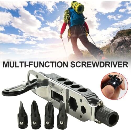Mini Multifunctional Keychain EDC Outdoor Camping Portable Stainless Steel Pocket Tools For Wilderness Survival