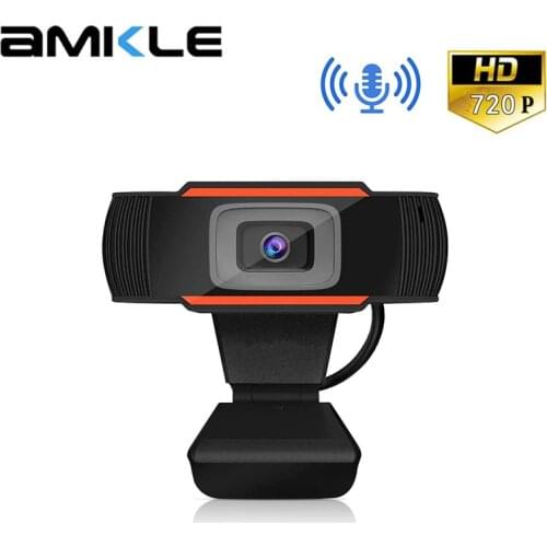 HD 720P Mini Web Camera Webcam with Microphone Black and Orange Rotatable Cameras Computer Peripherals for PC Laptop