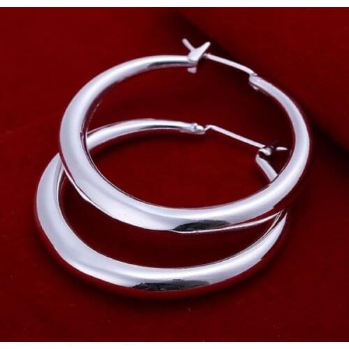 Silver color fashion earrings circle charms wedding women lady nice jewelry gift hot sale Round earrings E020