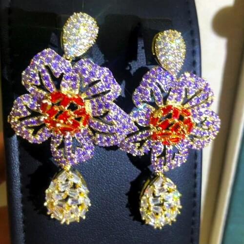 Missvikki Trendy Gorgeous Sparkly Flower Drop Earrings For Women Wedding Party Bridal Girl Daily Earrings Jewelry High Quality