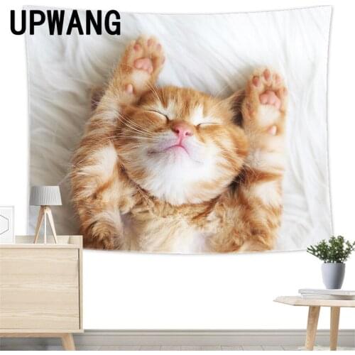 Cartoon Cute Cat Tapestry Wall Hanging Sandy Beach Picnic Rug Camping Tent Sleeping Pad Home Decor Bedspread Sheet Wall Cloth