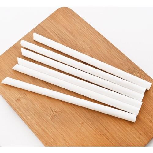 50Pcs Bubble Tea Juice Straw Bamboo Fiber Disposable Pear Drinking Straw Set Sturdy Straight Drinks Straws Bar Party Accessory