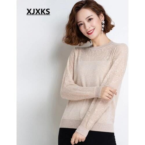 XJXKS 2021 autumn winter new solid color all-match women sweater high-quality comfortable wool knitted sweater women pullover