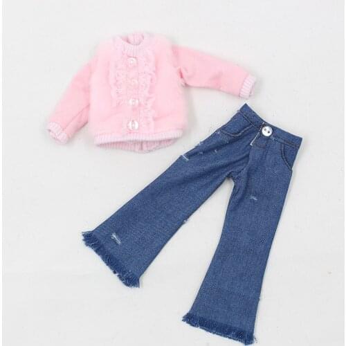 Blyth doll clothes Pink jacket the cowboy pants suitable blyth Dollnormal doll, joint doll, icy, jecci five, licca body 1/6 doll
