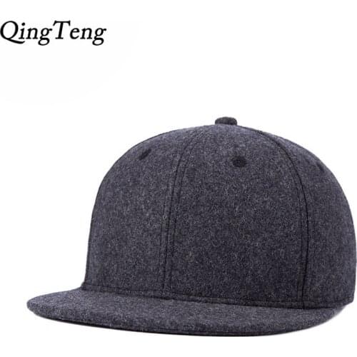 2021 Solid Woolen Cloth Baseball Caps Suitable For Middle Aged Men Caps For Flat Topped Autumn Winter Warm Snapback Hat