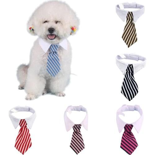 Pet Dog Tie Collar Adjustable Dog Grooming Cats Striped Bow Tie Pet Dog Collar Neck Tie Bowtie Dog Necktie for Party Wedding