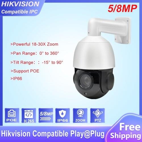 PTZ IP Camera 5MP 8MP 18X-30X ZOOM Waterproof Mini Speed Dome Camera Outdoor IR 50M H.265 CCTV Security Camera IP Alert