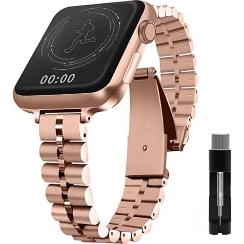 Stainless Steel Strap for Apple Watch SE Band 40mm 44mm 38mm 42mm Slim Metal Link Bracelet for iWatch Series 6 5 4 3 Women Men