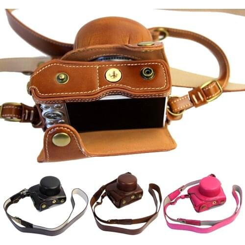 Luxury PU Leather Camera Case Bag for Nikon 1 J5 1J5 10-30mm Lens Camera Cover Bag With PU Leather Strap + Open Battery Directly