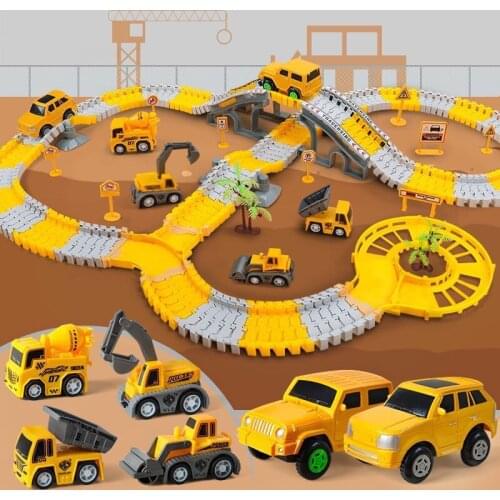 Assembly Toys Variety Railway Tracks Car Toys Gifts for Children DIY Flexible Bend Magical Track Road Kits Electric Rail Car