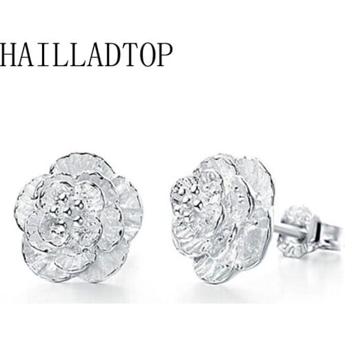 Silver Plated Stud Earring Sakura High End Earrings Classic Flower Jewelry Daisy Cherry Peach Blossoms Earrings with Push Back