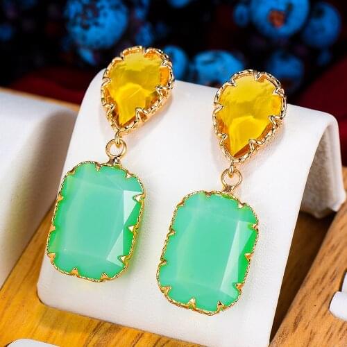 GODKI New Charms Luxury mismatch square Earring For Women Full Mirco Zircon CZ Crystal CZ Dubai Bridal Earring Fashion Jewelry