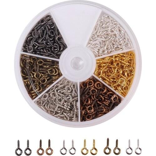450pcs/box Tiny Mini Eye Pins Eyepins Hooks Eyelets Screw Threaded Stainless Steel Clasps Hook Jewelry Findings For Making DIY