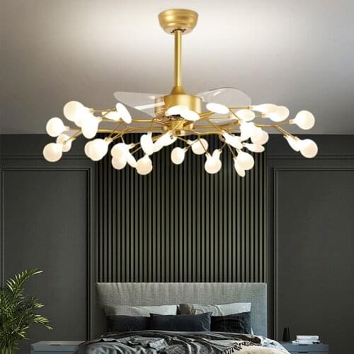 Nordic ceiling fan lamp firefly pendant lights living room light luxury modern lamp electric fan restaurant household fan light