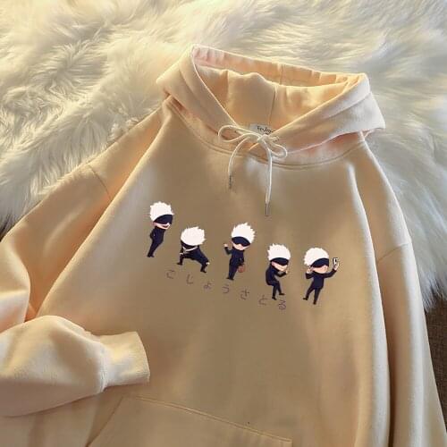 Lil Gojo Satoru Cartoons Anime Prints Sweatshirts Fashion Cartoons Clothing Winter Fleece Pocket Hoodie Harajuku Casual Hoodies