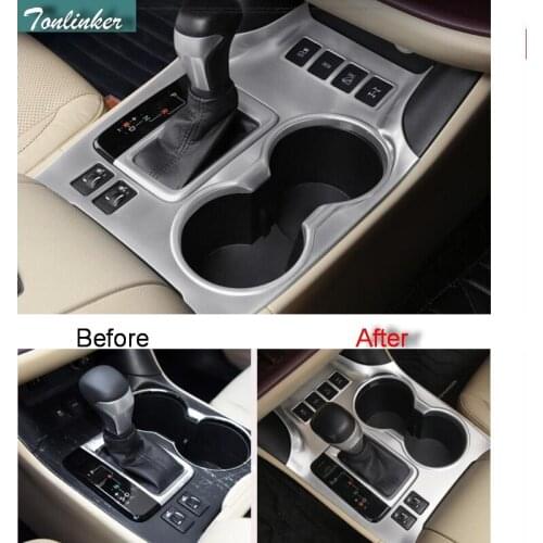 Tonlinker 1 PCS Car styling NEW ABS chrome glass in the control box stalls stickers for TOYOTA HIGHLANDER 2015 parts accessories