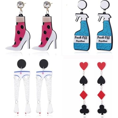 YAOLOGE 2019 New Design Lady Statement Earring Women Metal Acrylic Long Dangle Drop Earrings For Fashion Party Nightclub Jewelry