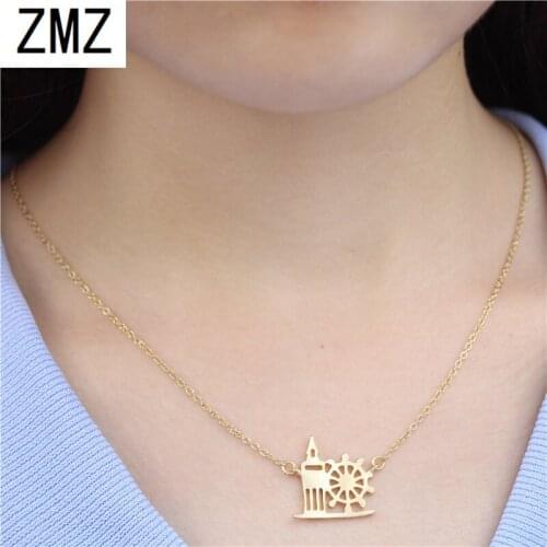 ZMZ 2019 50pcs Europe/US fashion cute European architecture pendant geometry necklace gift for mom/girlfriend party jewelry