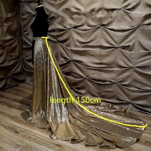 Gold Sequins length 1.5M train skirt, detachable skirt train gold dress, bride detachable skirt, gold glitter wedding dress