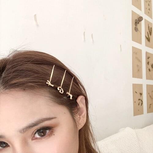 Golden Metal Initial Letter A ~ Z Barrette Hair Clips & Pins Alloy Headwear For Women Hair Clips For Girls