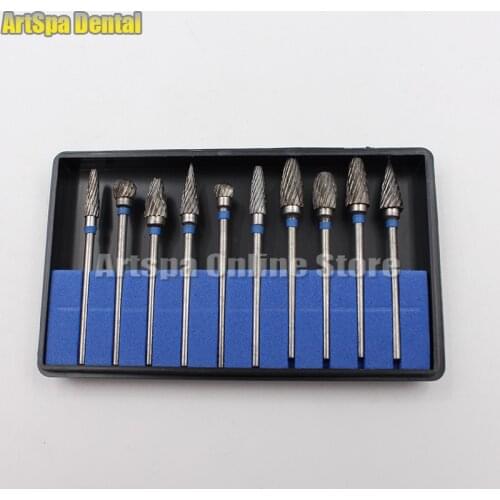 10pcs Dental Lab Polisher Drills Assorted Tungsten Steel Carbide Burs F06 2.35MM Free Shipping