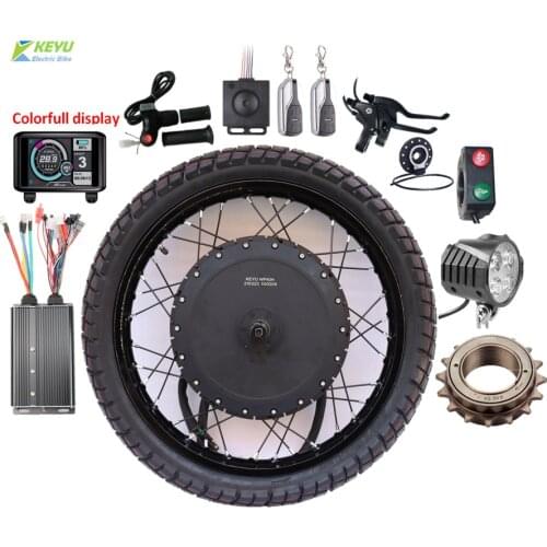100km/h!High Power60V-96V brushless hub motor 3000w 5000w 8000w e bike conversion kit with 18'19'20'21with off road tire
