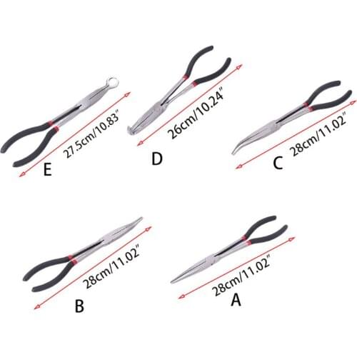 11" Extra Long Reach Nose Duckbill Pliers 90 45 25 Degree Straight Needle O-type Multitool Hand Tool Antirust Hardware Wholesale